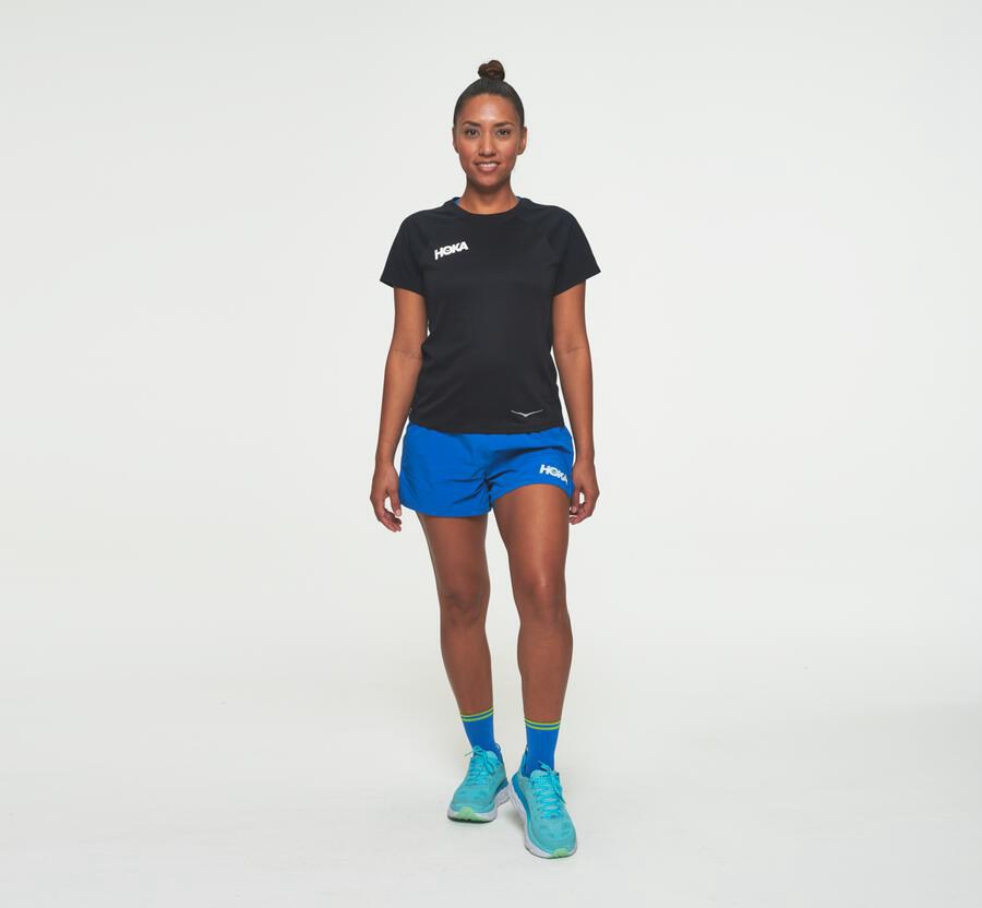 Tops Womens - Hoka One One Performance Short Sleeve - Black - FJVLCXU-74